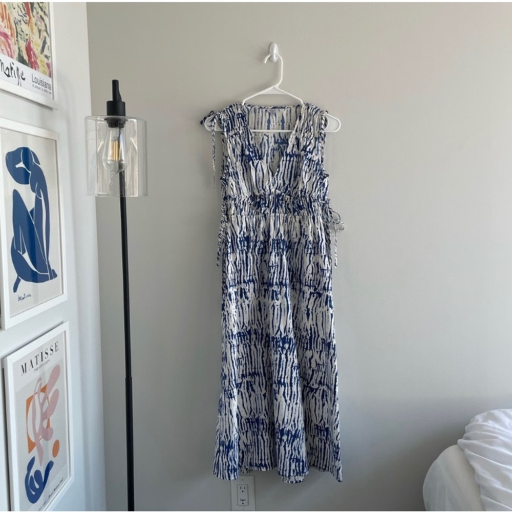 Rails Constantine Cobalt Shibori Tie Dye Blue White Midi Dress XS